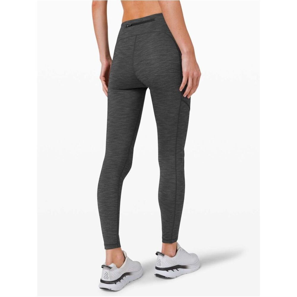 Lululemon speed up tight leggings 28” heathered black pockets size 10
